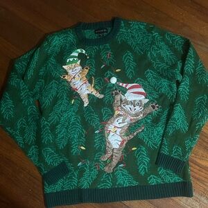 Festive Green Cat Sweater